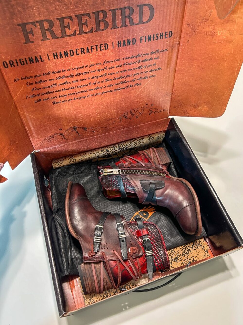 New in Box Freebird by Steven "Crue" Red Wine Ankle Boots Size 6